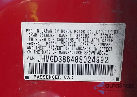 2008 Honda Fit Sport z USA, uszkodzony, nr VIN JHMGD38648S024992